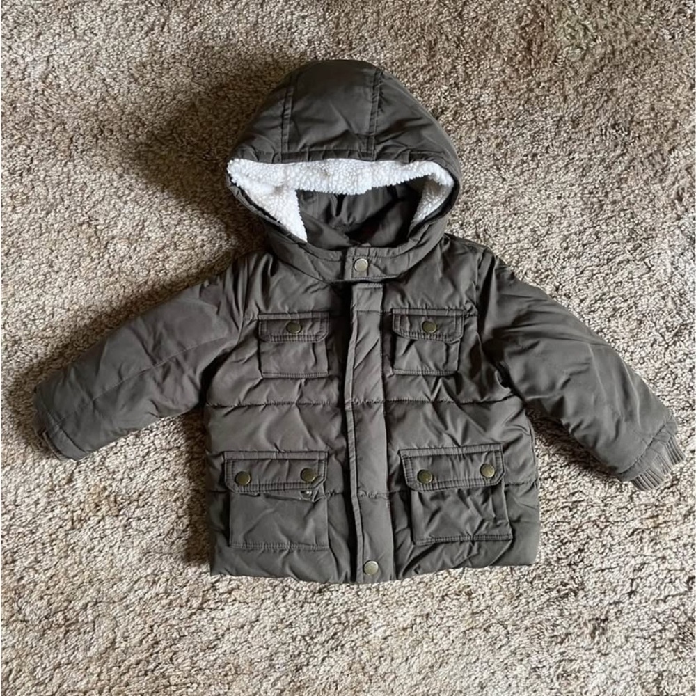 Baby Gap Winter Jacket Gender Neutral Size 18-24M Khaki Green Dressy Event Warm